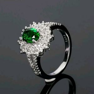 Emerald & White Sapphire Bridal Ring